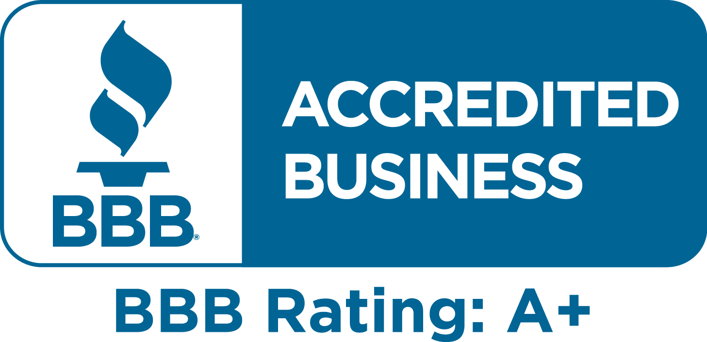 Better Business Bureau Accredited Business badge showing A+ rating for A Team Professional Associates.